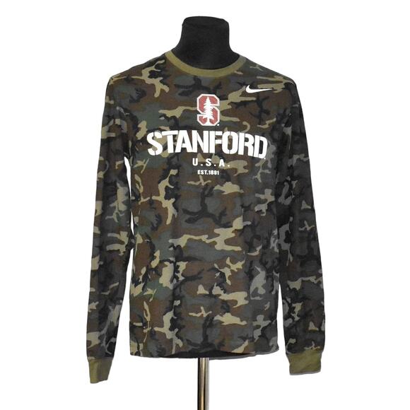 A3 NEW NIKE Standford USA Camo Dri Fit Crewneck Long Sleeve Pullover Tee Size M - Picture 1 of 7